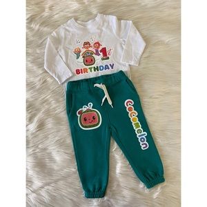 Old Navy Top & Jogger with DIY Cocomelon design size 12-18mos
